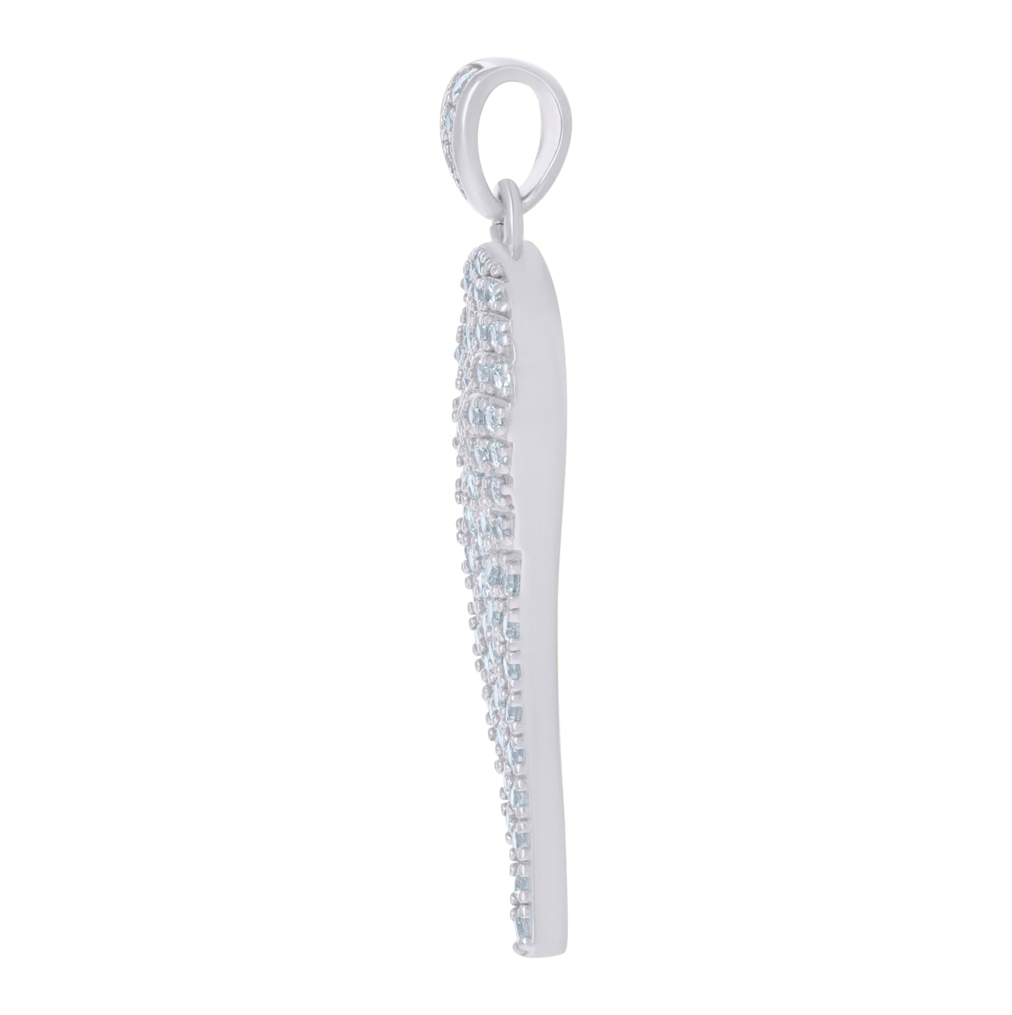 Sterling Silver Unisex Cubic-Zirconia Angel Wing Angel Religious Charm Pendant