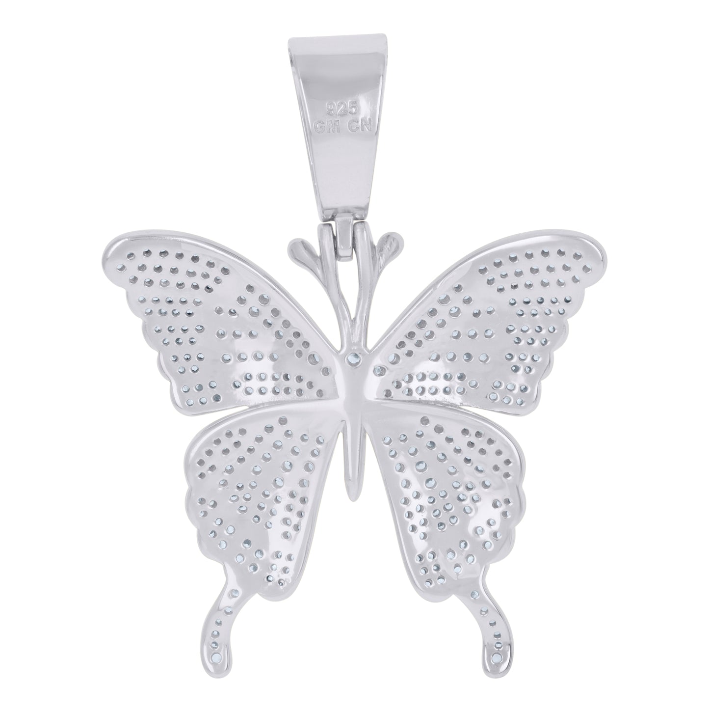 Sterling Silver Womens Cubic-Zirconia Butterfly Fashion Charm Pendant