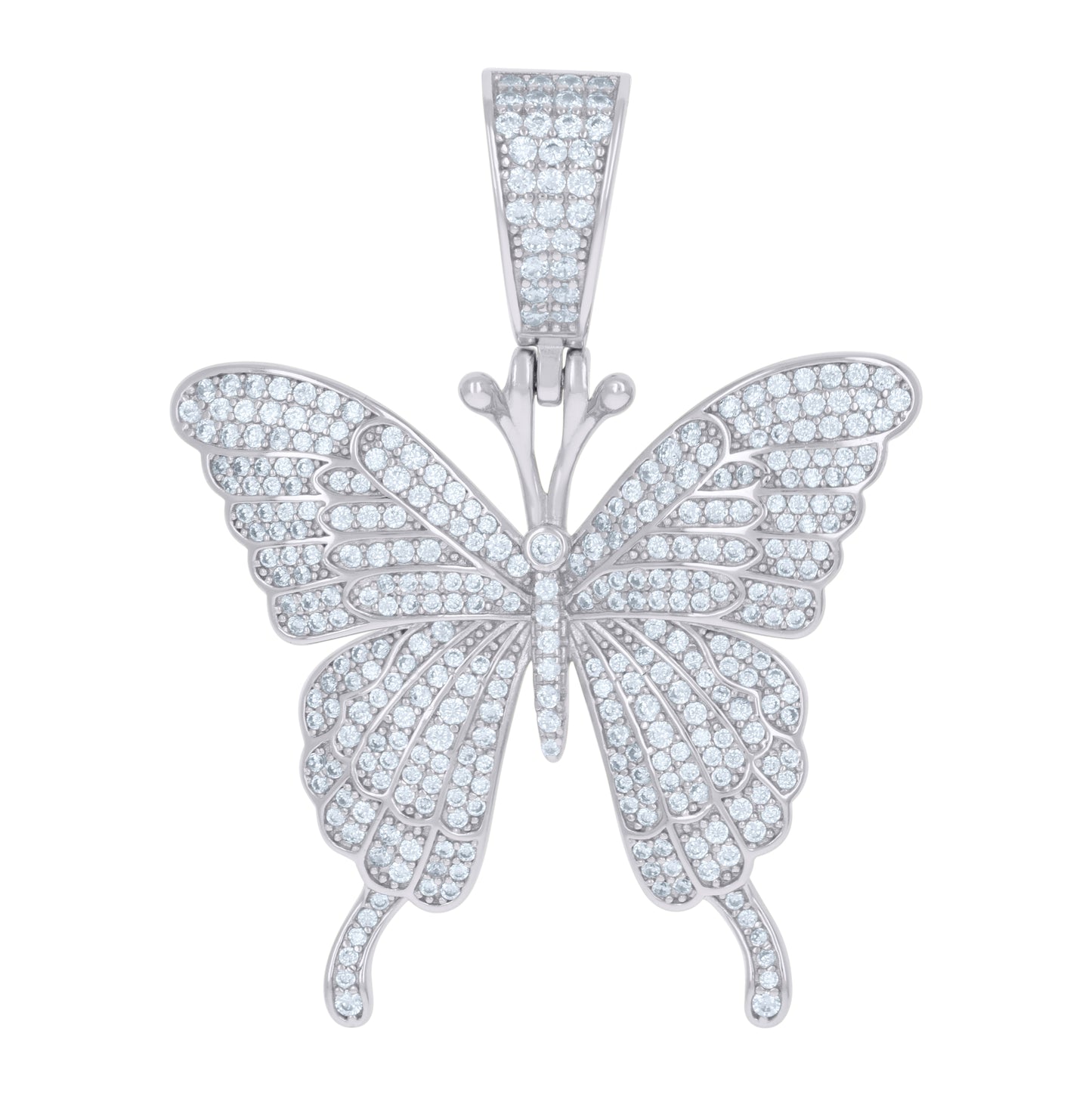 Sterling Silver Womens Cubic-Zirconia Butterfly Fashion Charm Pendant