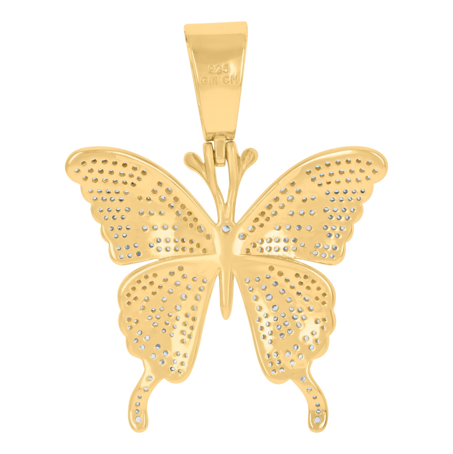 Sterling Silver Womens Cubic-Zirconia Butterfly Fashion Charm Pendant