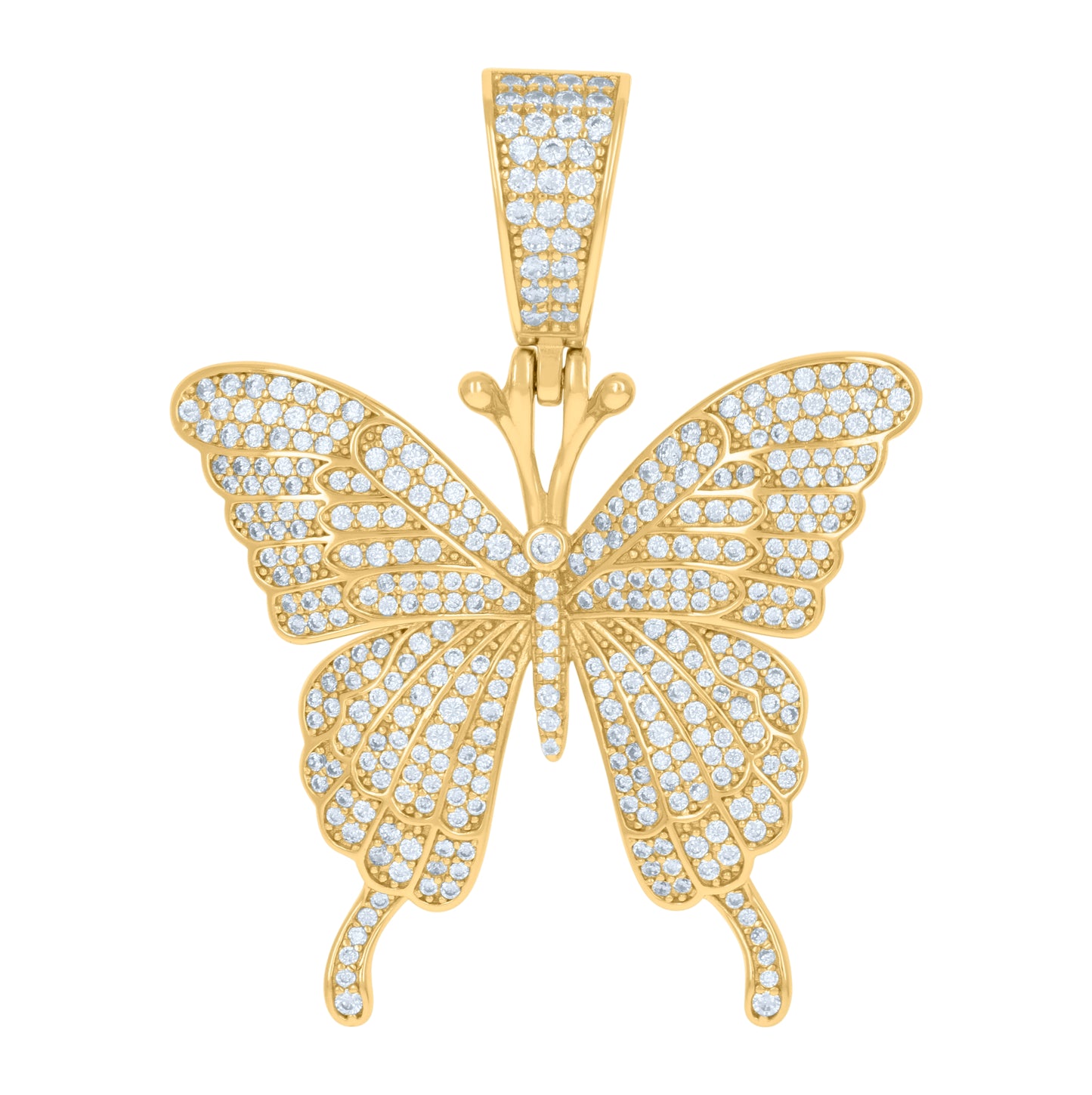 Sterling Silver Womens Cubic-Zirconia Butterfly Fashion Charm Pendant