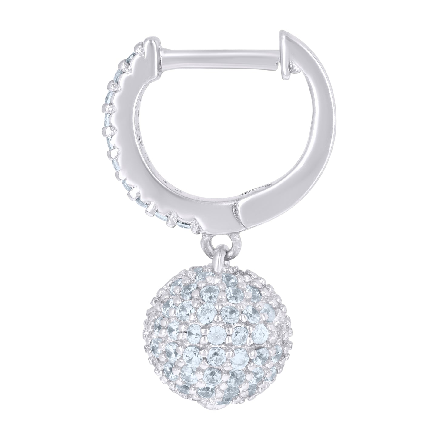 Sterling Silver Or Yellow-Tone Unisex Cubic-Zirconia Ball Endless Dangle Hoop Earrings
