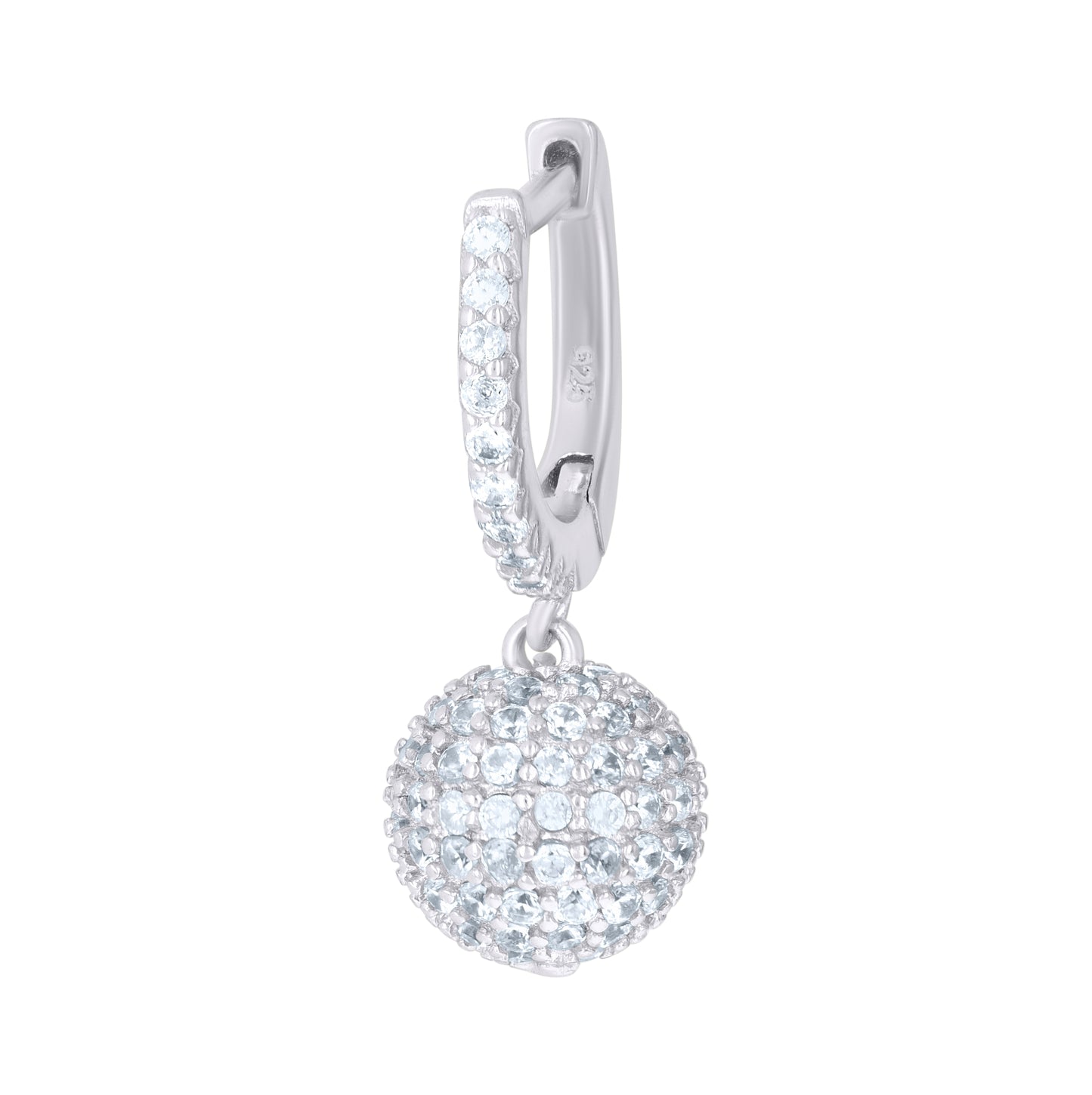 Sterling Silver Or Yellow-Tone Unisex Cubic-Zirconia Ball Endless Dangle Hoop Earrings