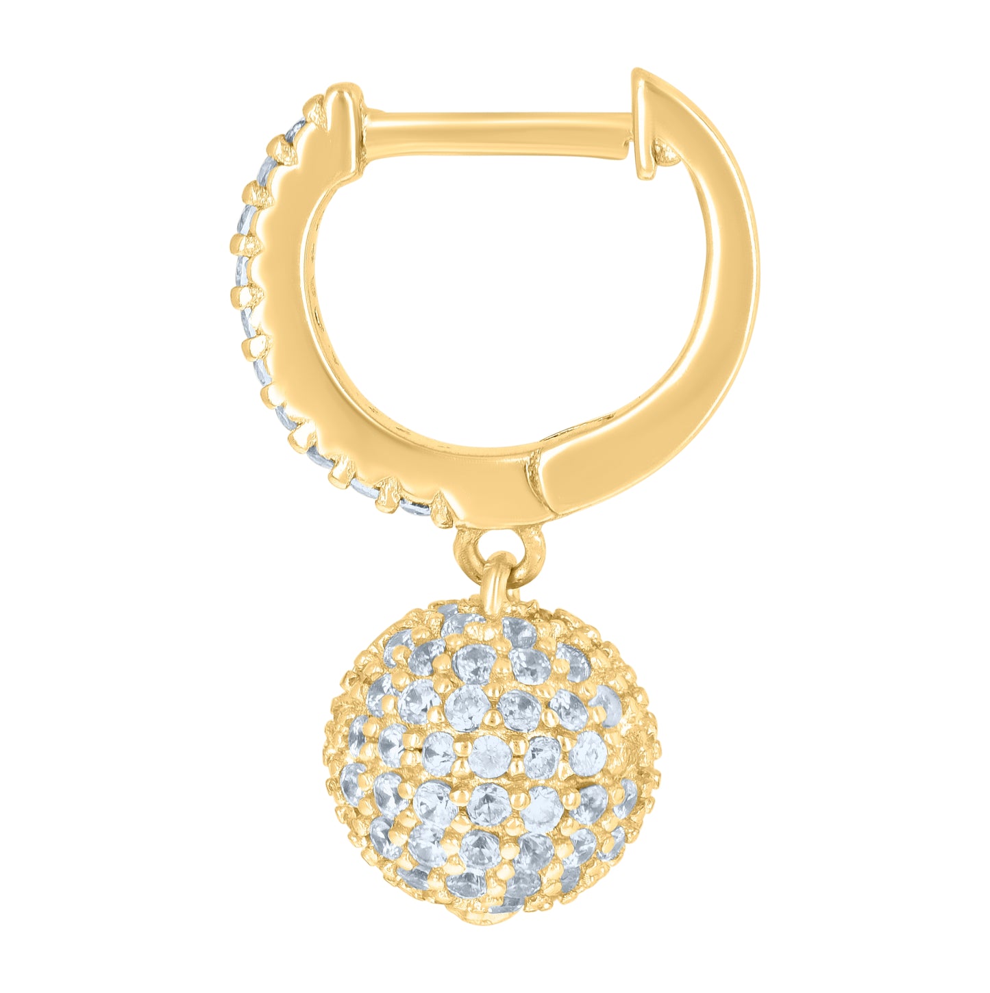 Sterling Silver Or Yellow-Tone Unisex Cubic-Zirconia Ball Endless Dangle Hoop Earrings