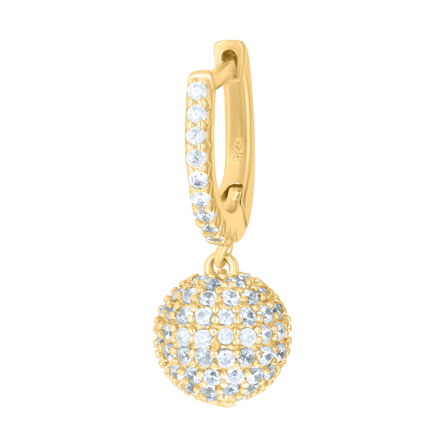 Sterling Silver Or Yellow-Tone Unisex Cubic-Zirconia Ball Endless Dangle Hoop Earrings
