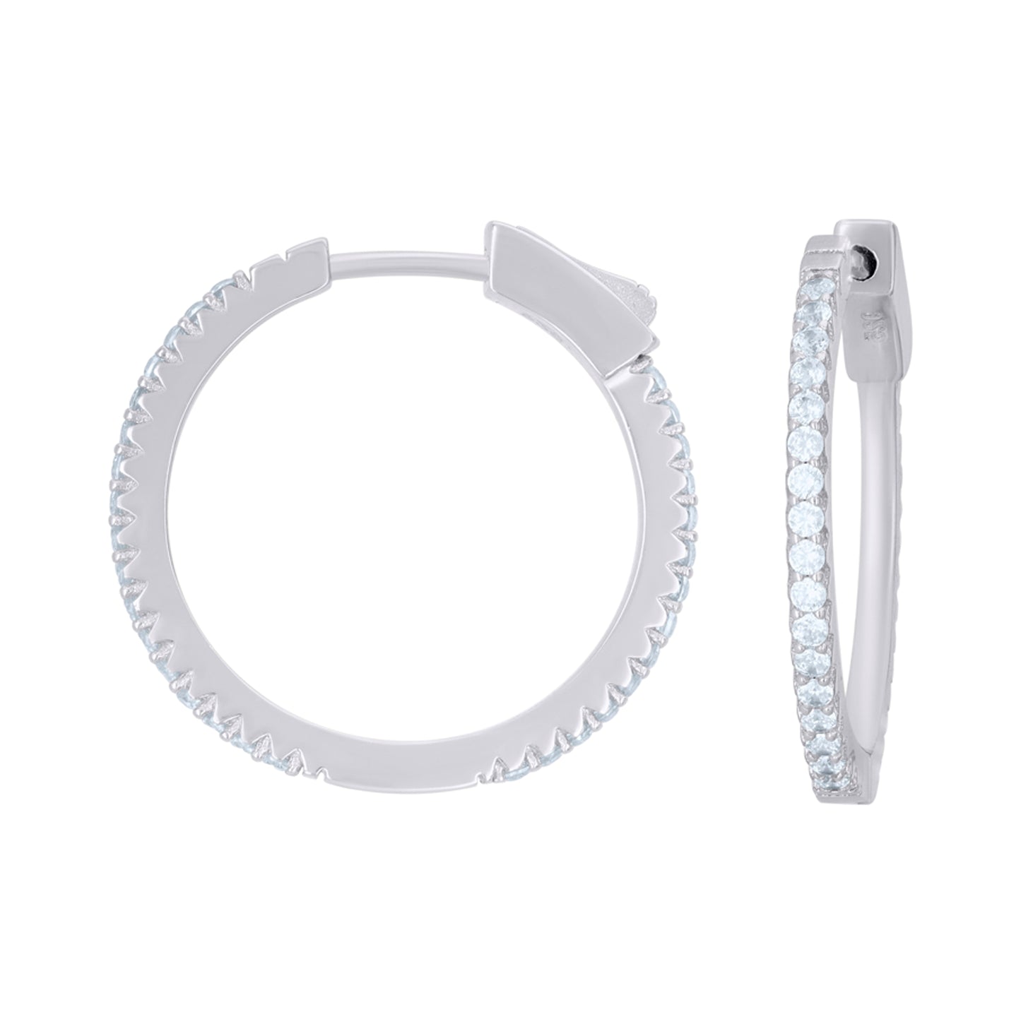 Sterling Silver Or Yellow-Tone Womens Cubic-Zirconia Single Row Endless Hoop Earrings