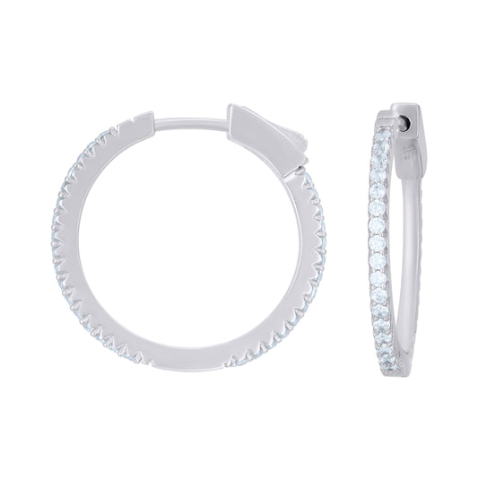 Sterling Silver Or Yellow-Tone Womens Cubic-Zirconia Single Row Endless Hoop Earrings