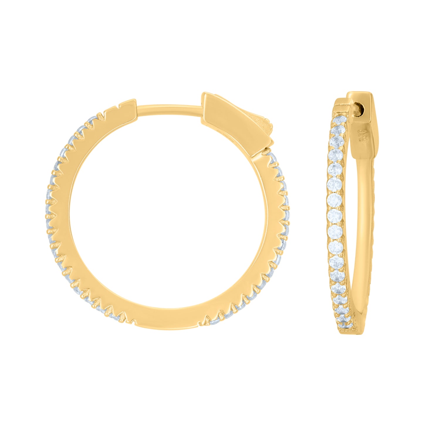 Sterling Silver Or Yellow-Tone Womens Cubic-Zirconia Single Row Endless Hoop Earrings