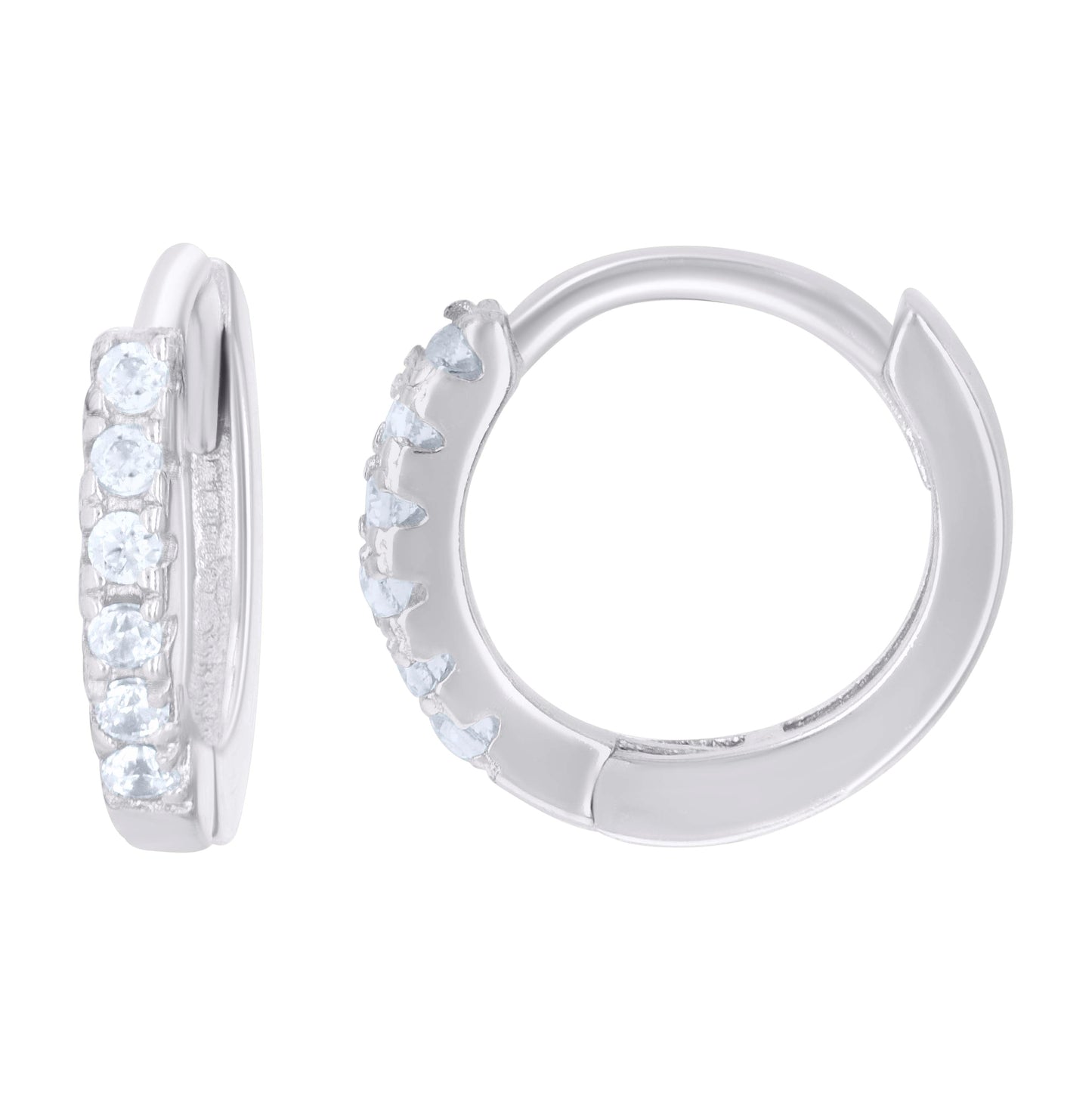Sterling Silver Or Yellow-Tone Womens Cubic-Zirconia Single Row Endless Hoop Earrings