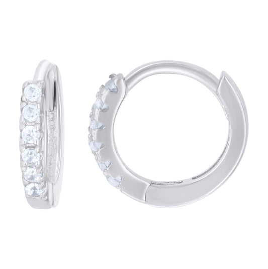 Sterling Silver Or Yellow-Tone Womens Cubic-Zirconia Single Row Endless Hoop Earrings