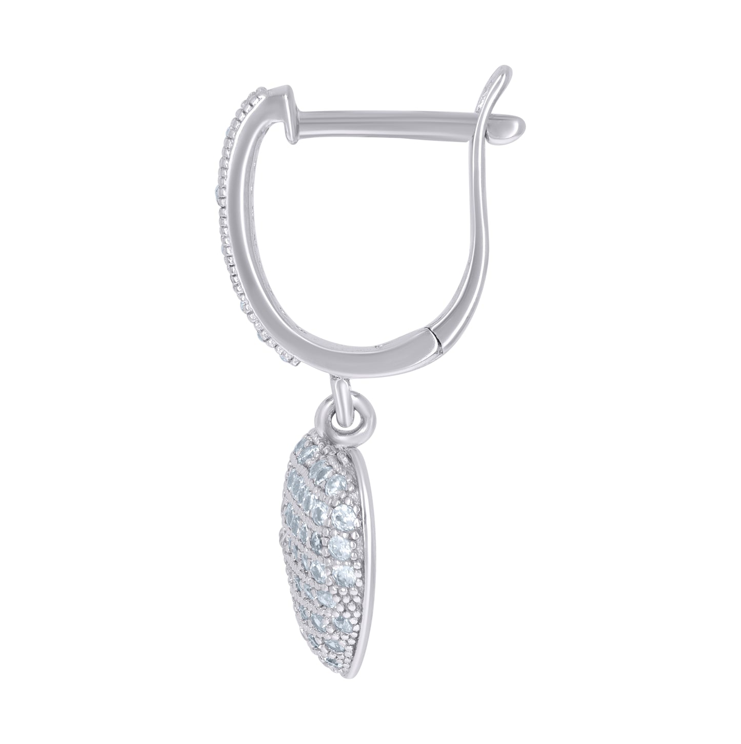 Sterling Silver Womens Cubic-Zirconia Heart Dangle Hoop Earrings