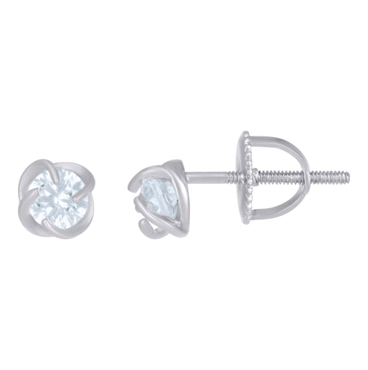 Sterling Silver Womens Cubic-Zirconia Flower Fashion Stud Earrings