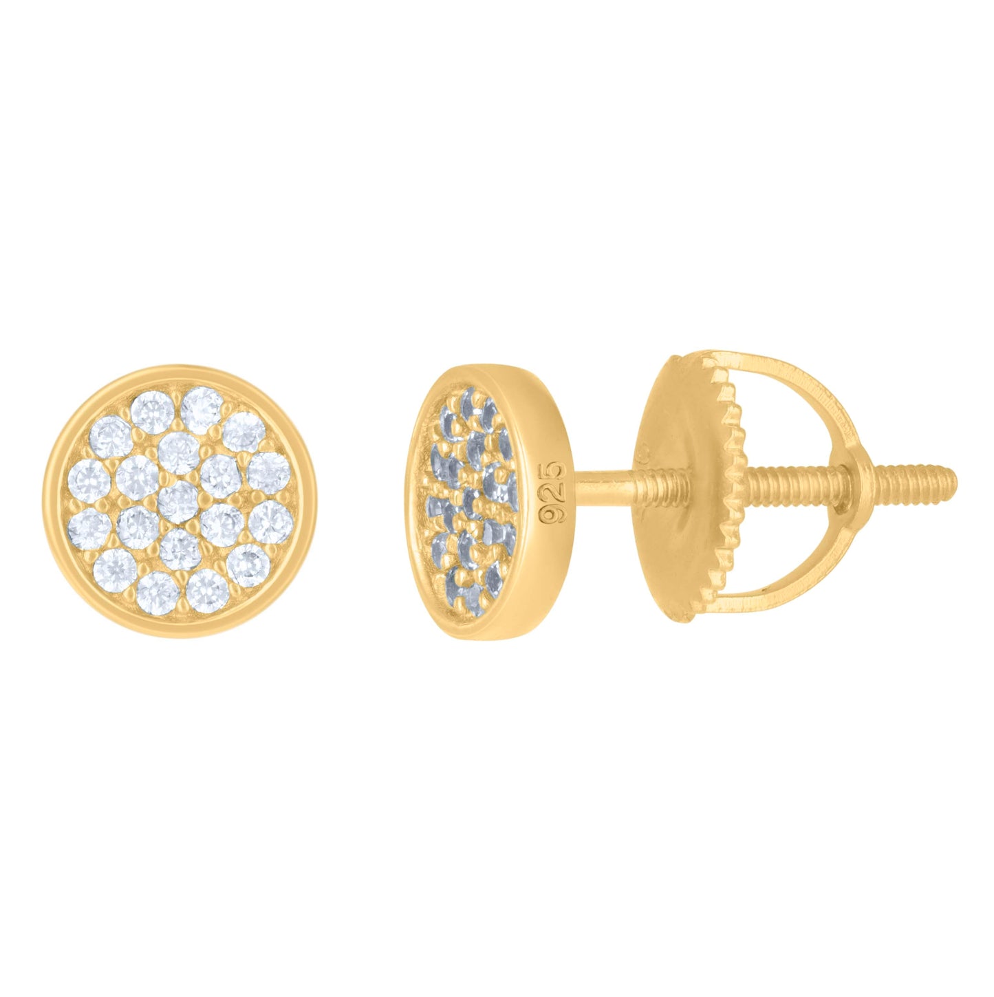 Sterling Silver Or Yellow-Tone Mens Cubic-Zirconia Fashion Stud Earrings