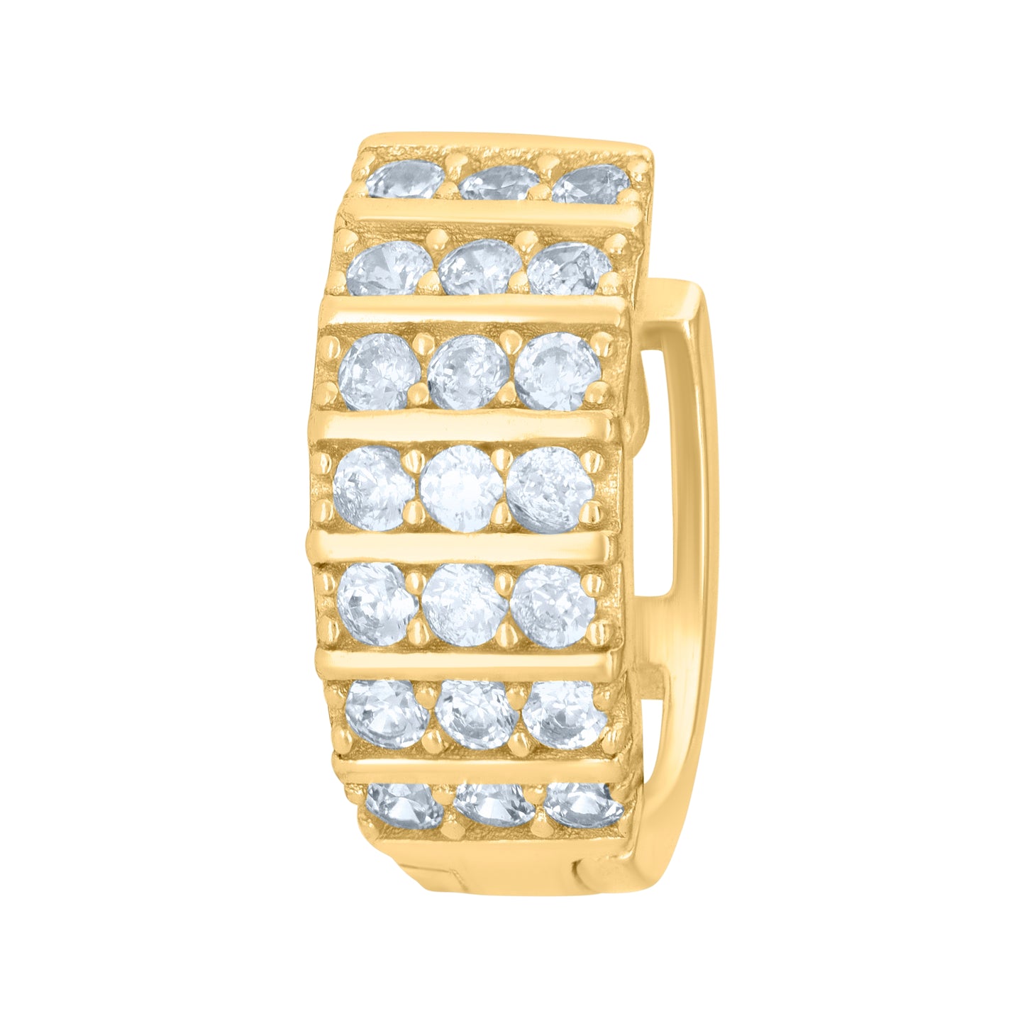 Sterling Silver Or Yellow-Tone Womens Cubic-Zirconia Triple Row Endless Hoop Earrings