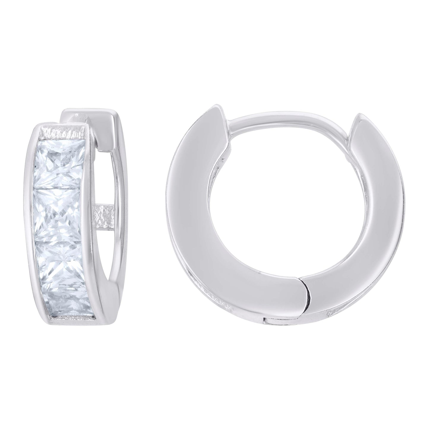 Sterling Silver Or Yellow-Tone Womens Princess-Cut Cubic-Zirconia Single Row Endless Hoop Earrings