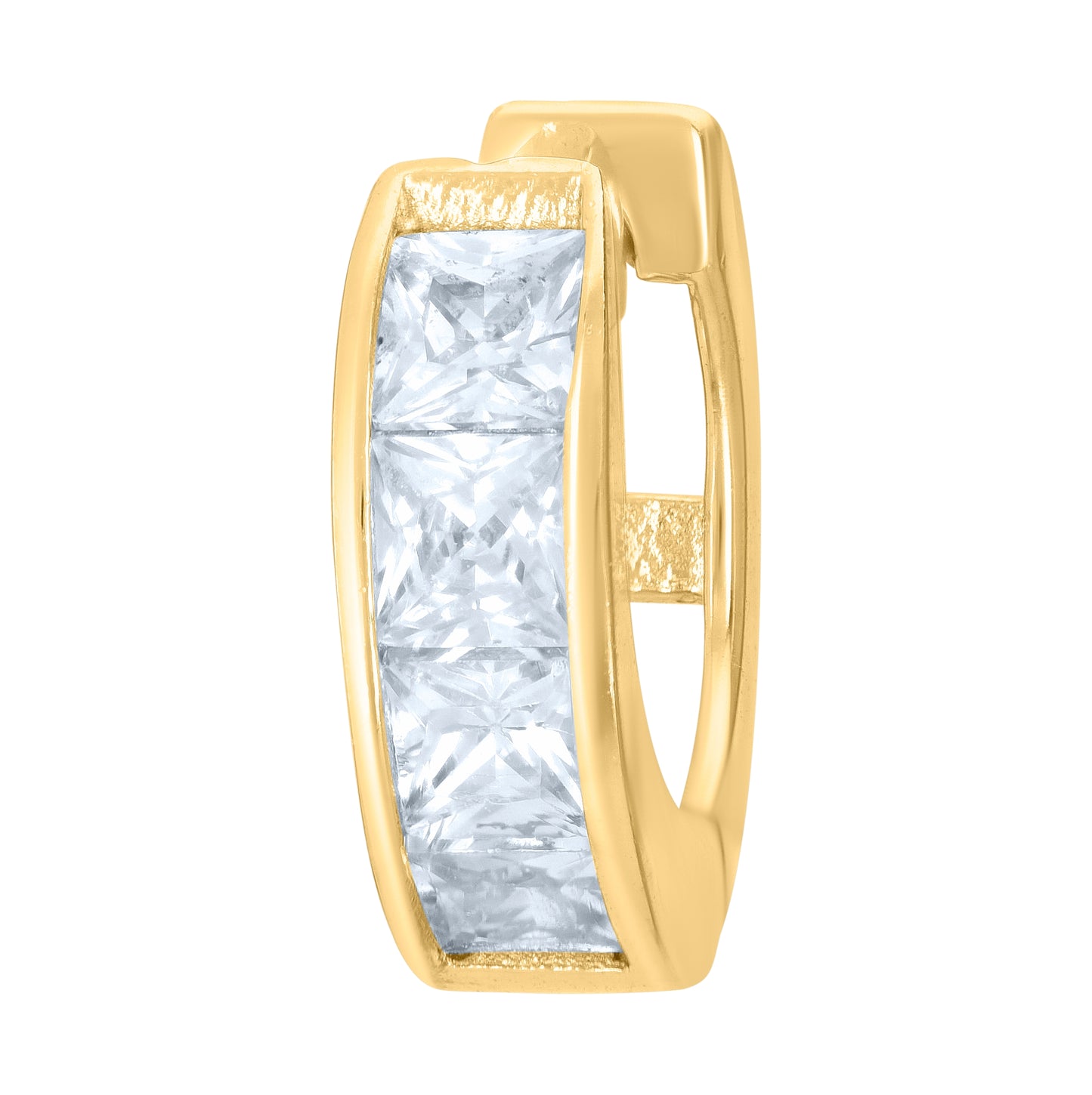 Sterling Silver Or Yellow-Tone Womens Princess-Cut Cubic-Zirconia Single Row Endless Hoop Earrings