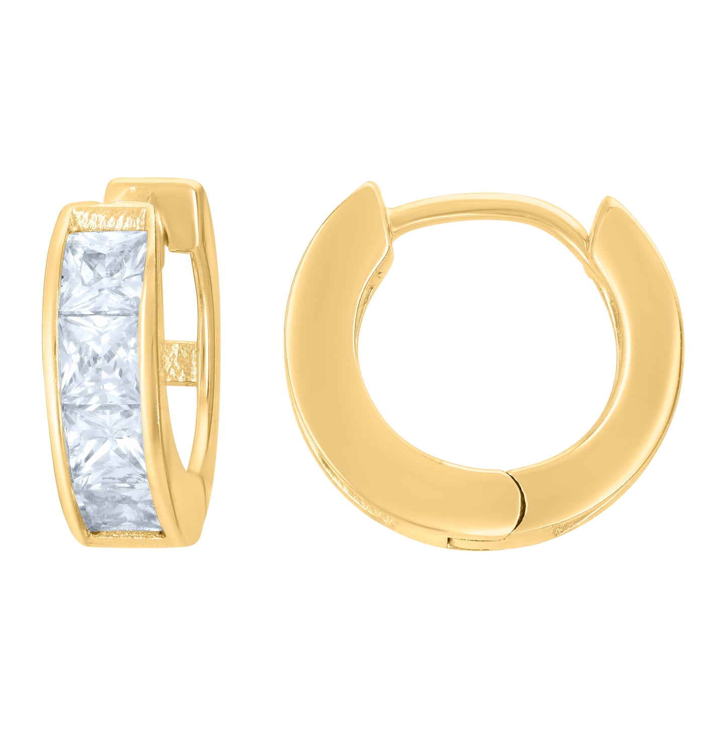 Sterling Silver Or Yellow-Tone Womens Princess-Cut Cubic-Zirconia Single Row Endless Hoop Earrings