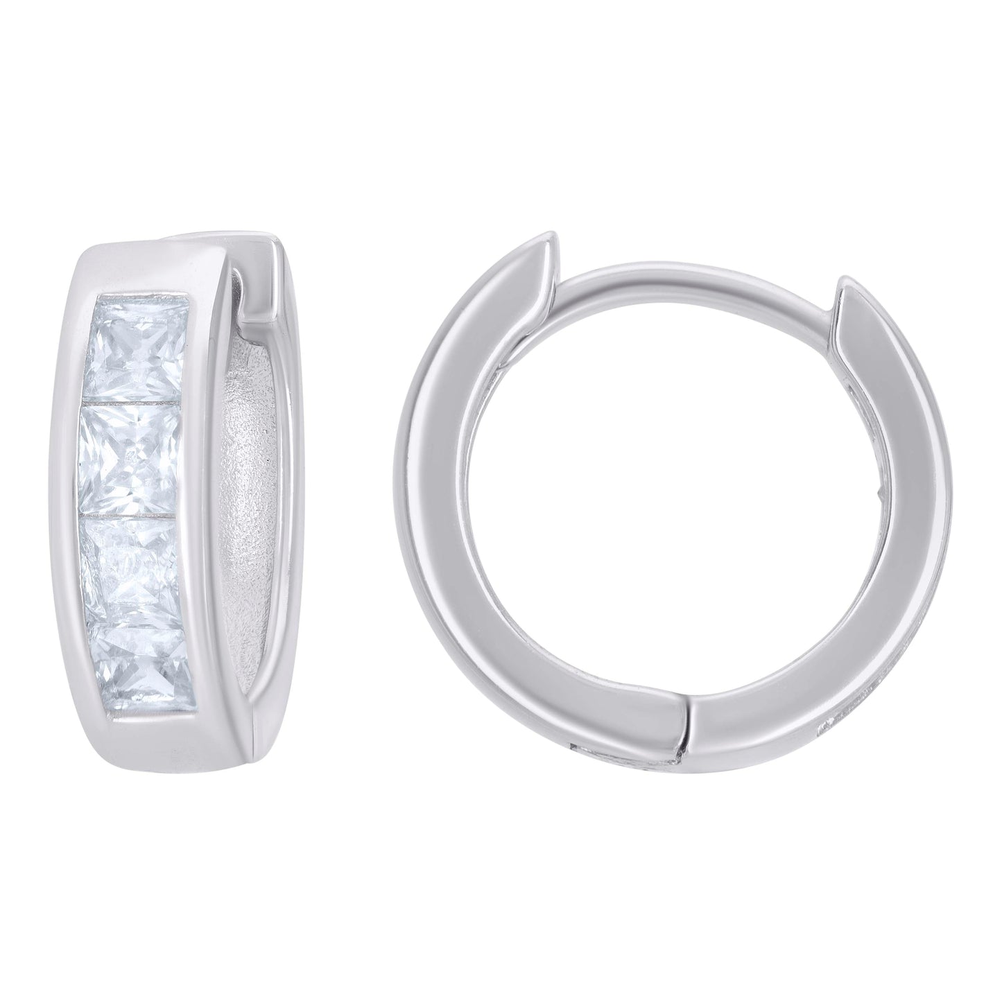 Sterling Silver Or Yellow-Tone Womens Princess-Cut Cubic-Zirconia Single Row Endless Hoop Earrings