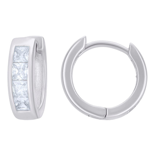 Sterling Silver Or Yellow-Tone Womens Princess-Cut Cubic-Zirconia Single Row Endless Hoop Earrings