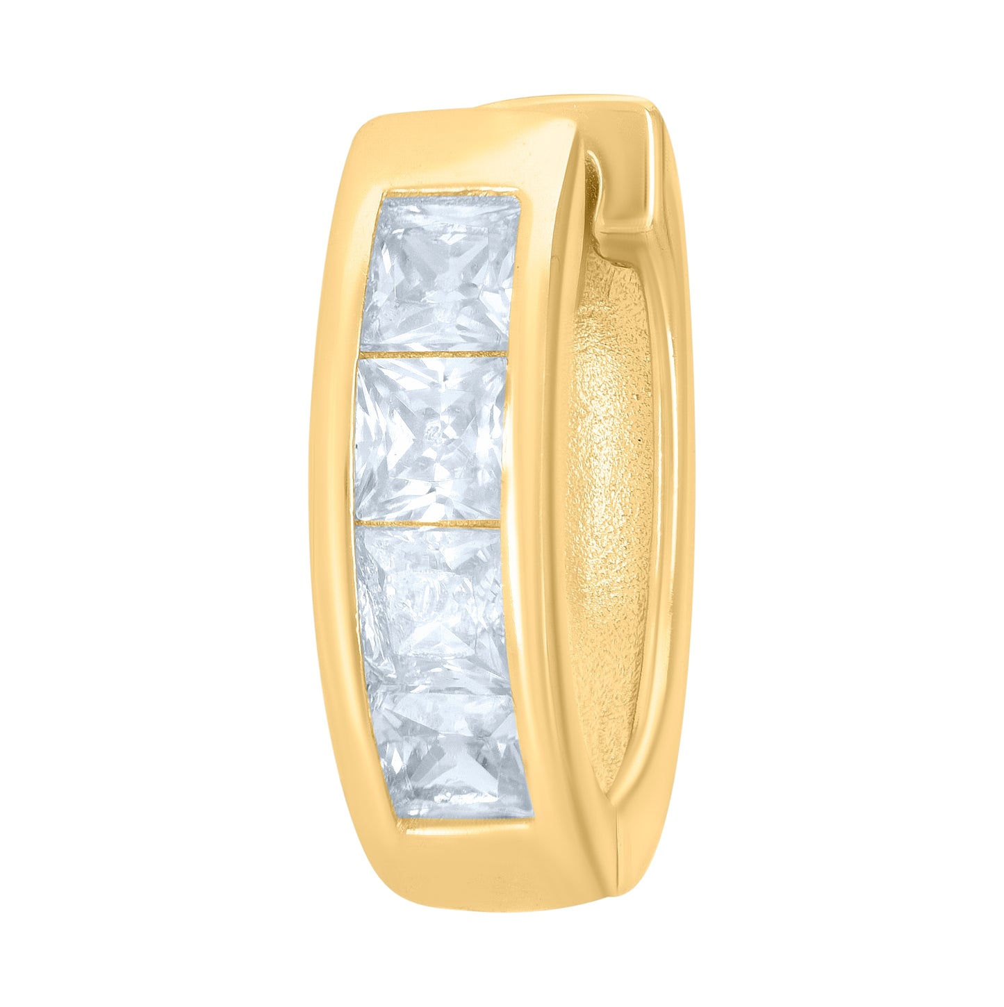 Sterling Silver Or Yellow-Tone Womens Princess-Cut Cubic-Zirconia Single Row Endless Hoop Earrings