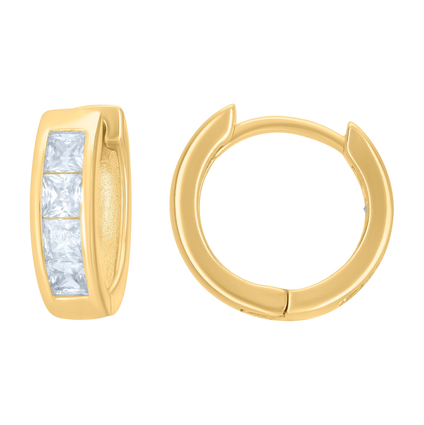 Sterling Silver Or Yellow-Tone Womens Princess-Cut Cubic-Zirconia Single Row Endless Hoop Earrings