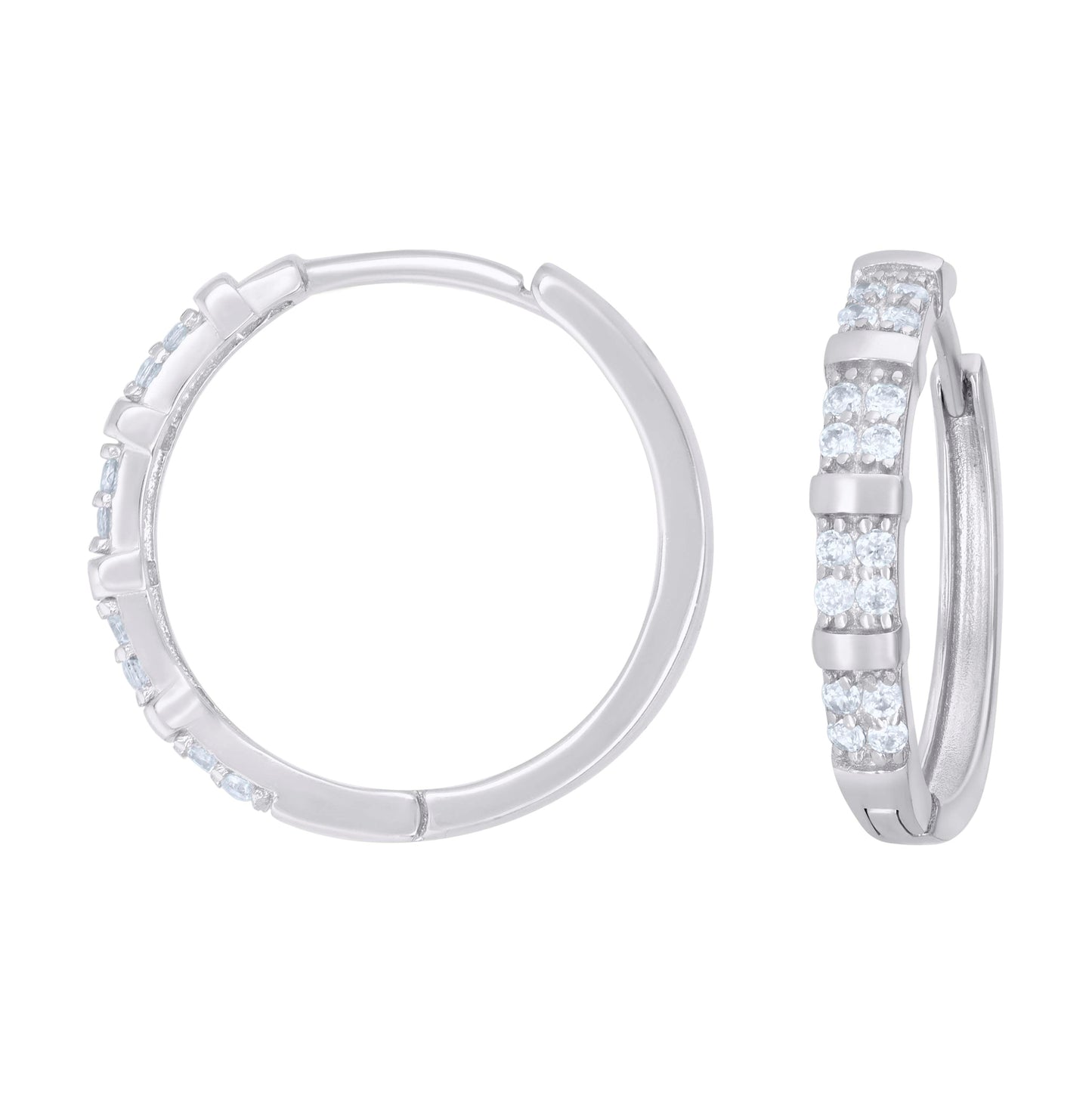 Sterling Silver Or Yellow-Tone Womens Cubic-Zirconia Double Row Endless Hoop Earrings