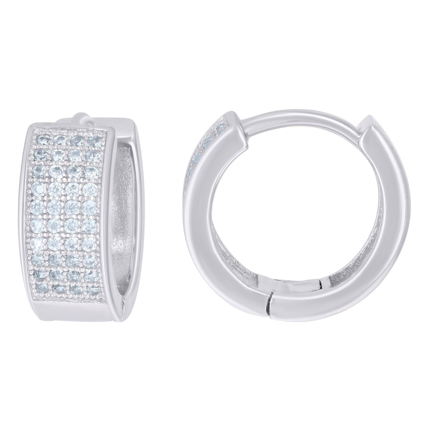 Sterling Silver Or Yellow-Tone Womens Cubic-Zirconia Four Row Endless Hoop Earrings