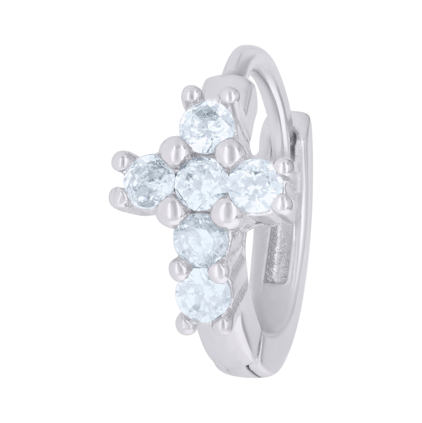 Sterling Silver Or Yellow-Tone Womens Cubic-Zirconia Cross Religious Endless Hoop Earrings