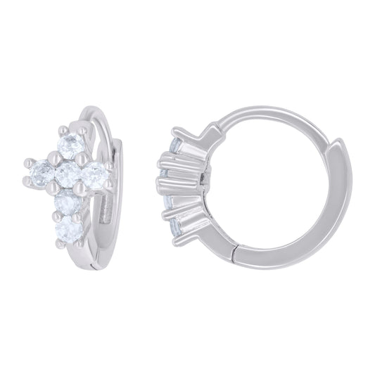 Sterling Silver Or Yellow-Tone Womens Cubic-Zirconia Cross Religious Endless Hoop Earrings