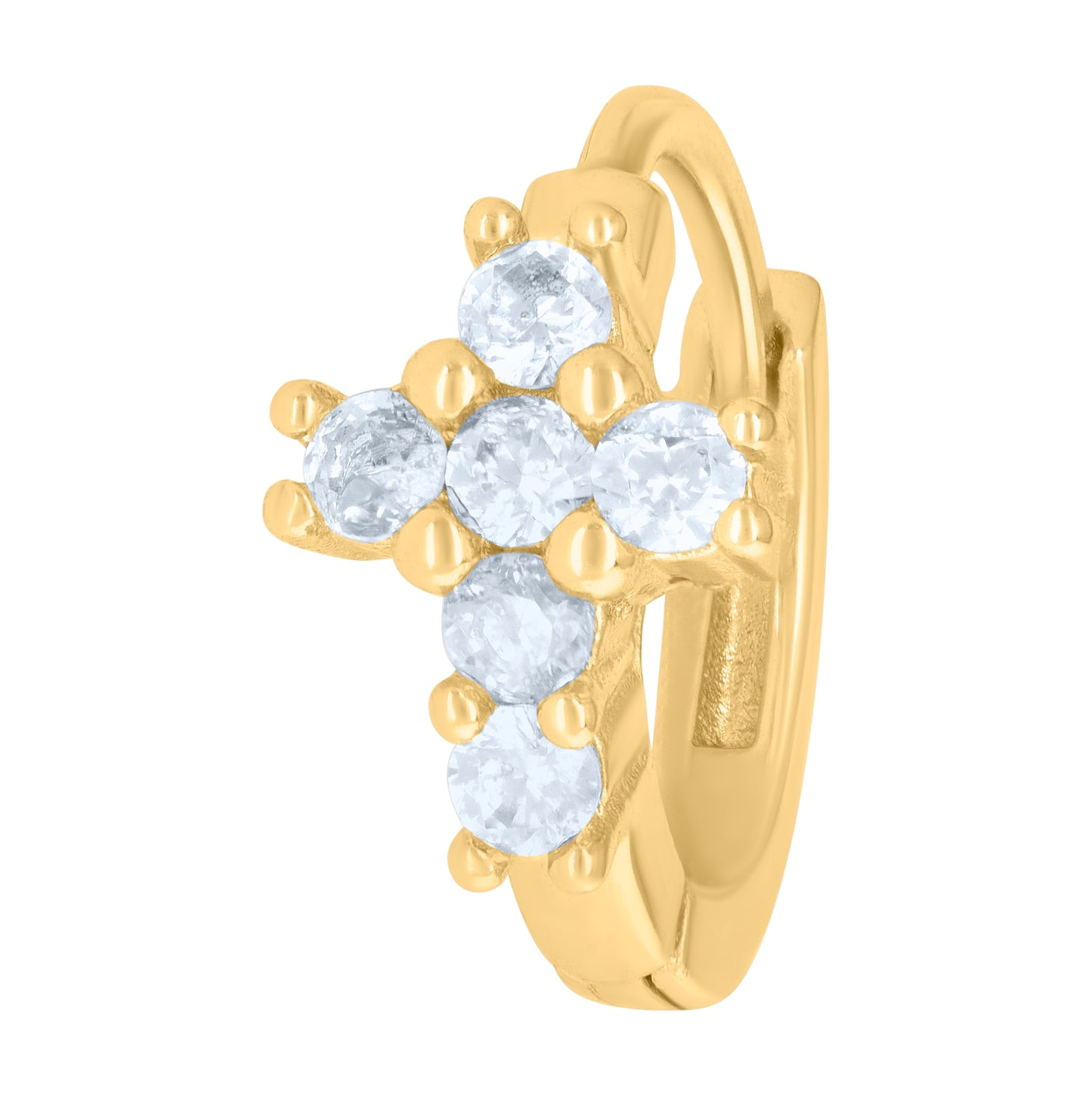 Sterling Silver Or Yellow-Tone Womens Cubic-Zirconia Cross Religious Endless Hoop Earrings