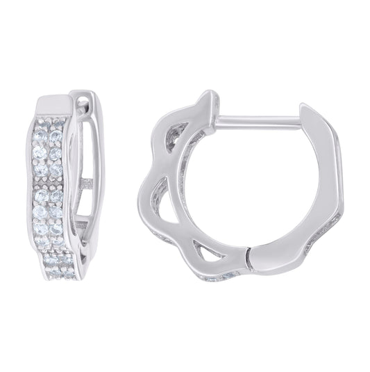 Sterling Silver Or Yellow-Tone Womens Cubic-Zirconia Double Row Fashion Endless Hoop Earrings