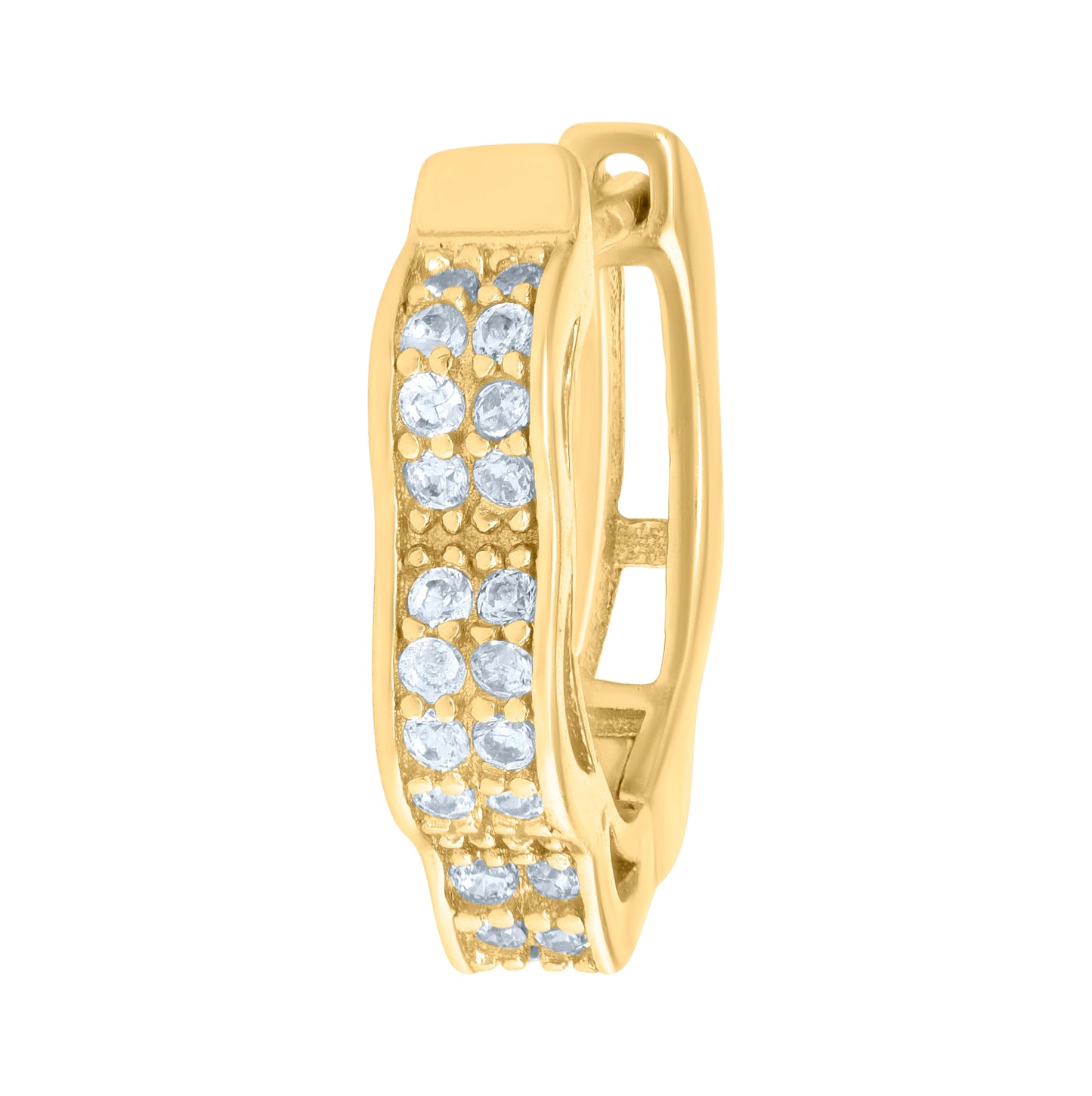 Sterling Silver Or Yellow-Tone Womens Cubic-Zirconia Double Row Fashion Endless Hoop Earrings