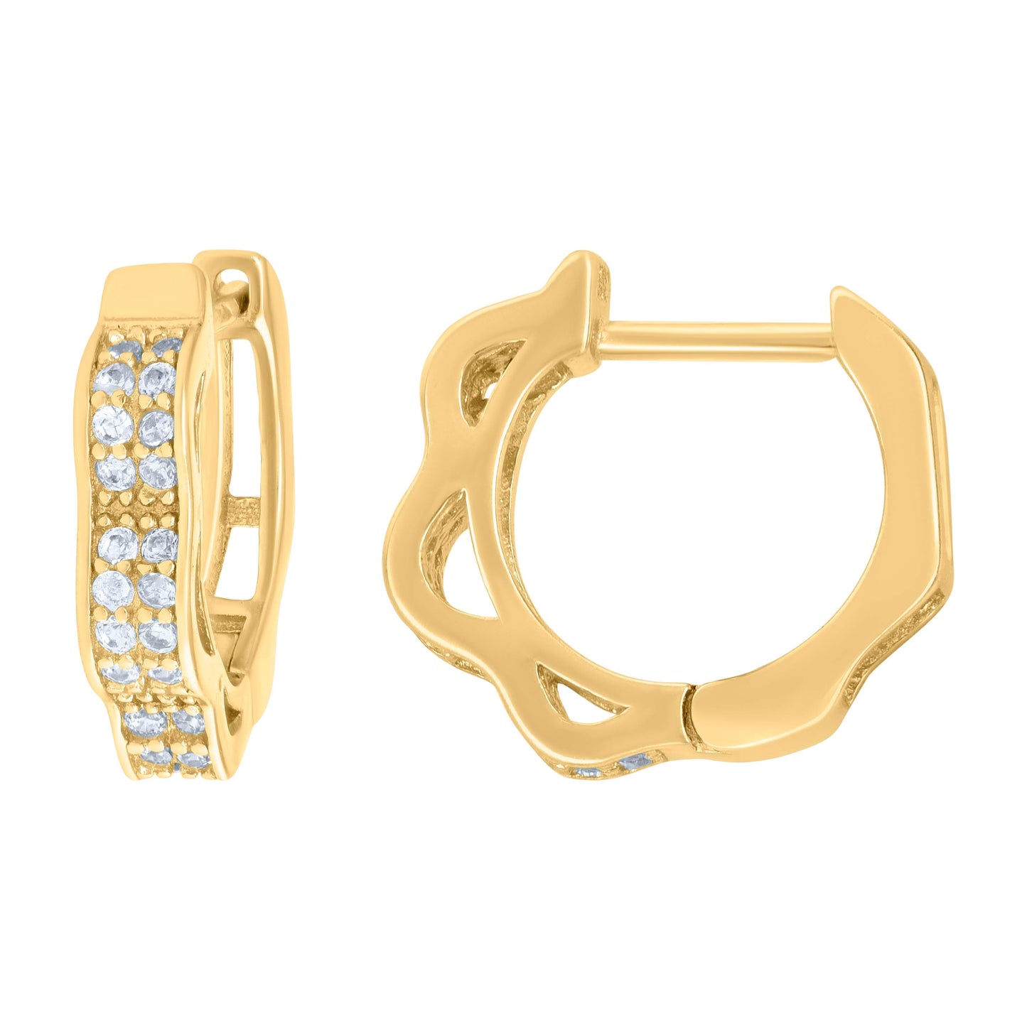 Sterling Silver Or Yellow-Tone Womens Cubic-Zirconia Double Row Fashion Endless Hoop Earrings