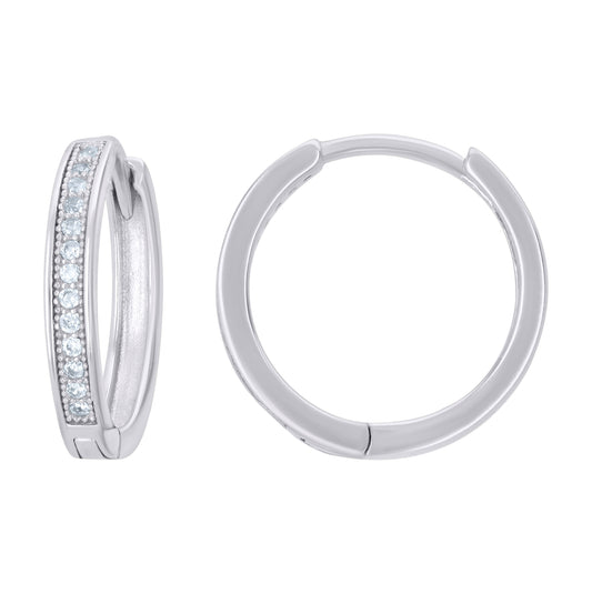 Sterling Silver Or Yellow-Tone Womens Cubic-Zirconia Single Row Endless Hoop Earrings