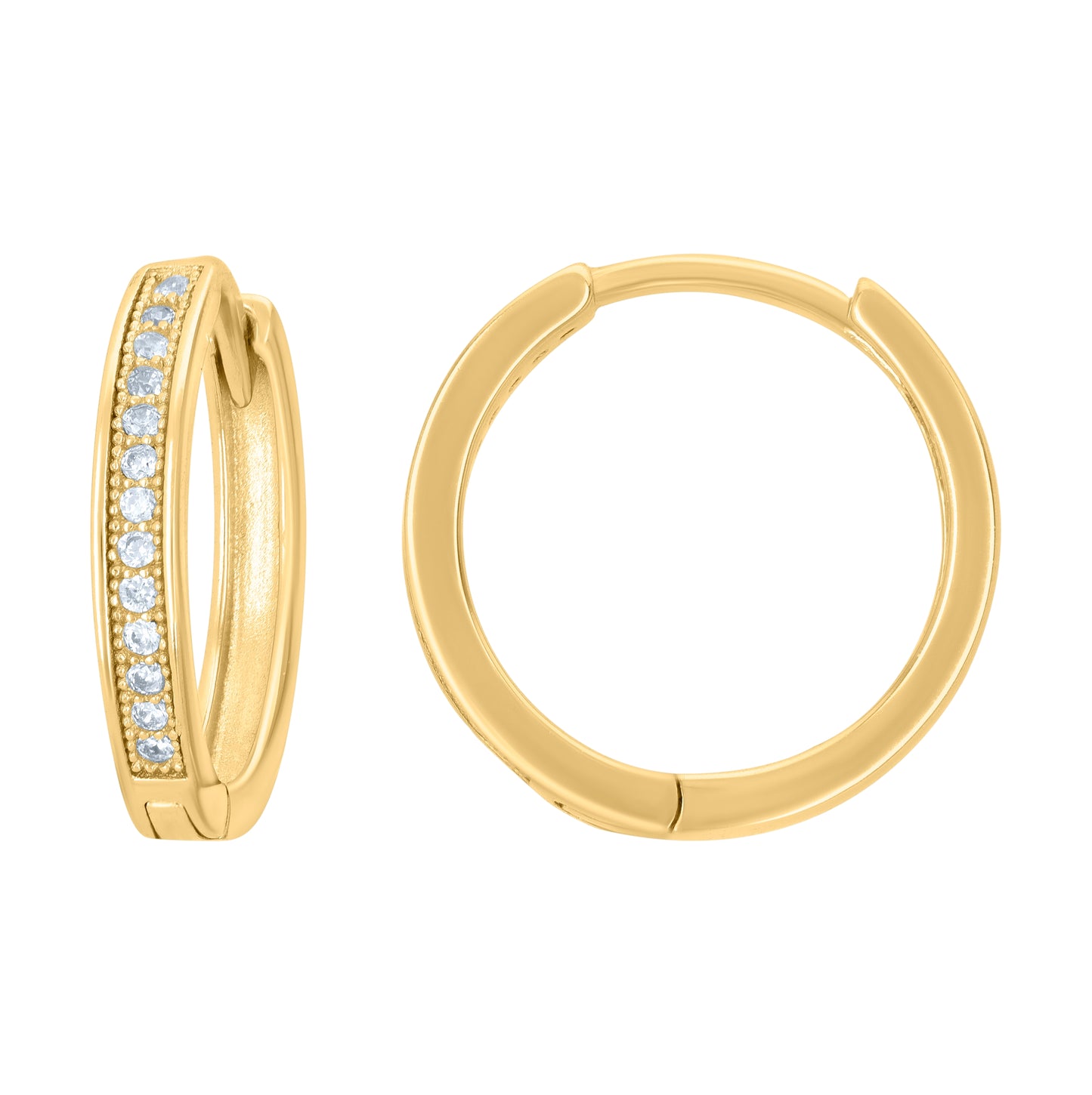 Sterling Silver Or Yellow-Tone Womens Cubic-Zirconia Single Row Endless Hoop Earrings
