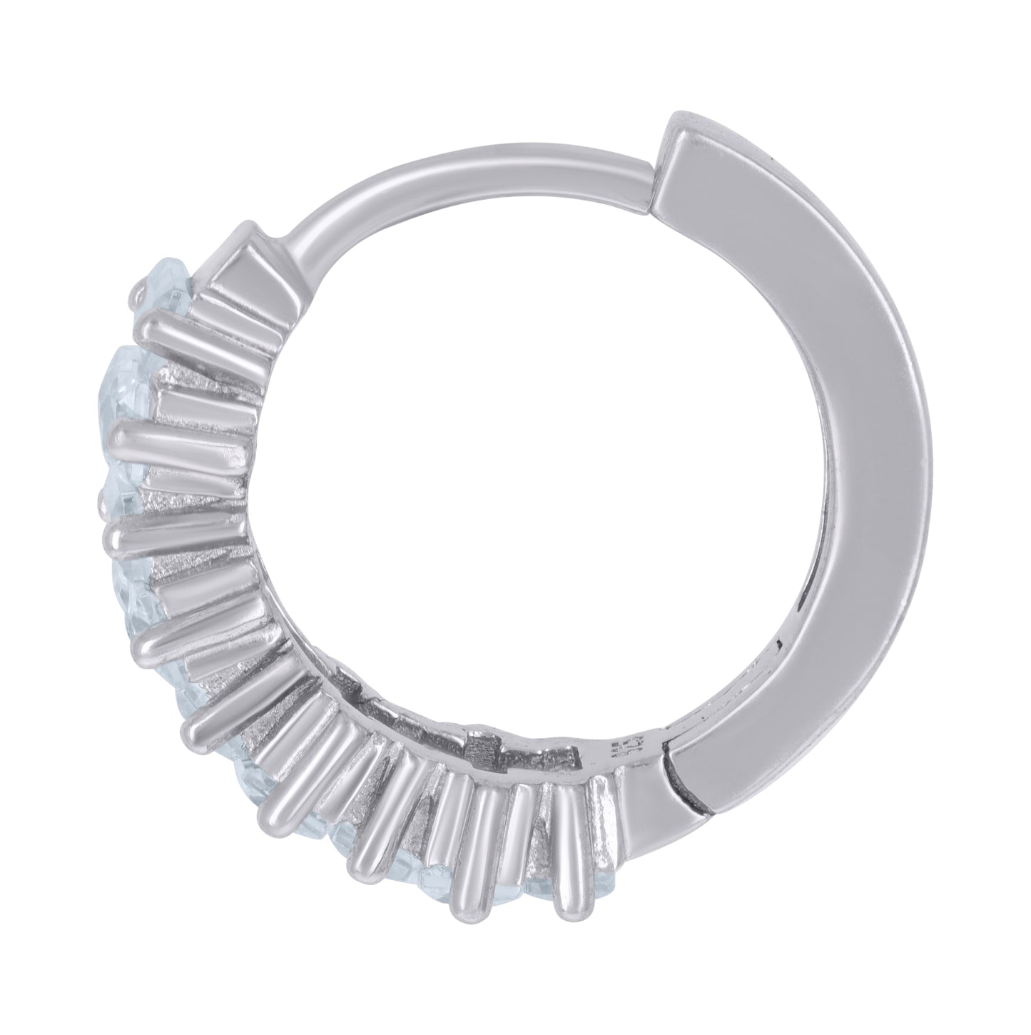 Sterling Silver Womens Baguette Round Cubic-Zirconia Fashion Endless Hoop Earrings