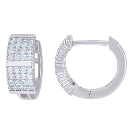 Sterling Silver Womens Cubic-Zirconia Four Row Endless Hoop Earrings