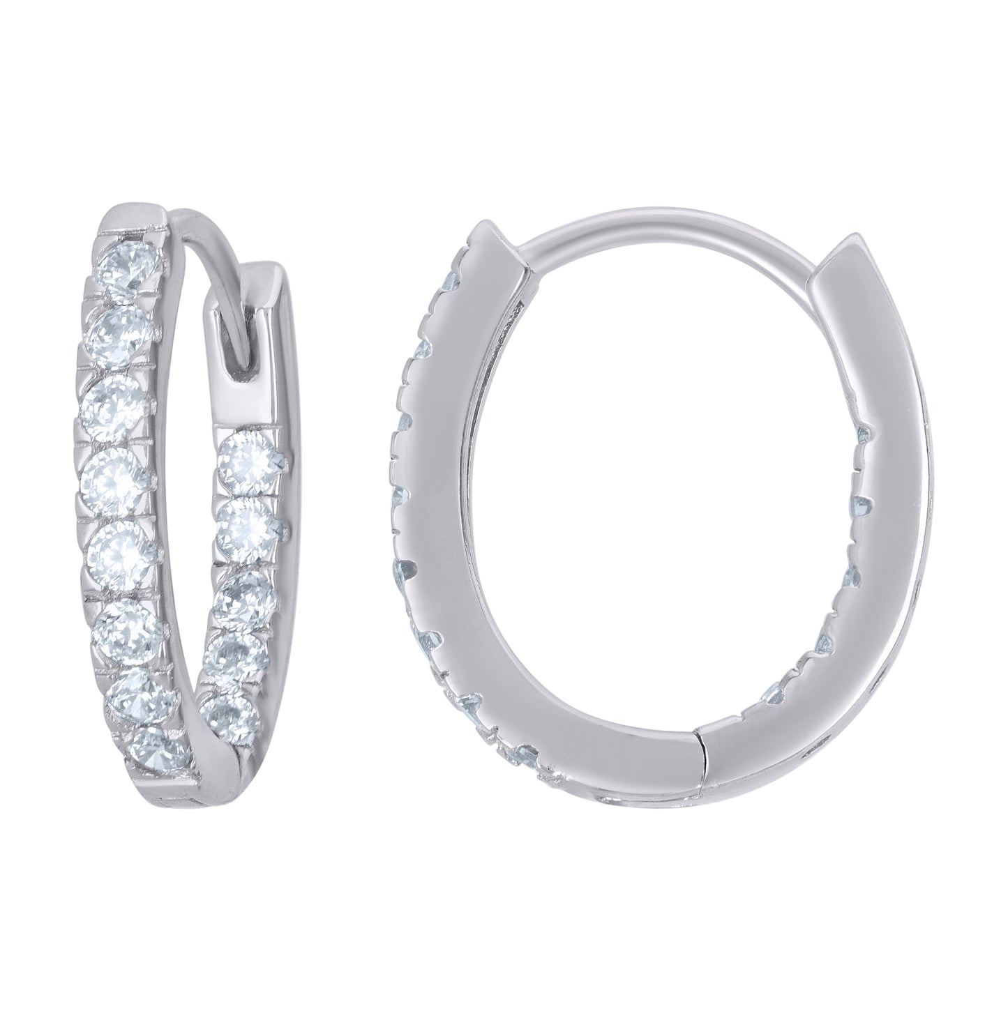 Sterling Silver Womens Cubic-Zirconia Single Row Endless Hoop Earrings