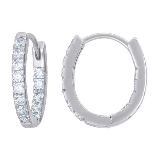 Sterling Silver Womens Cubic-Zirconia Single Row Endless Hoop Earrings