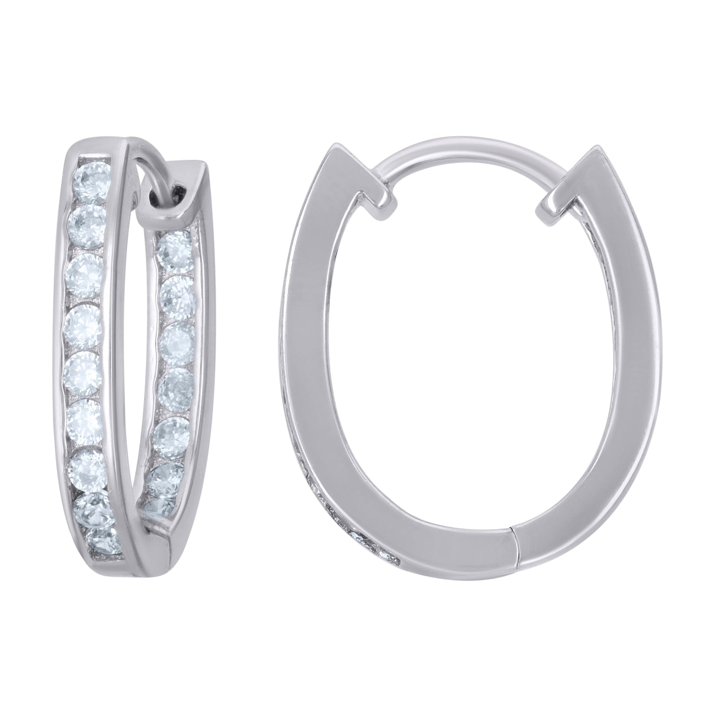 Sterling Silver Womens Cubic-Zirconia Single Row Endless Hoop Earrings