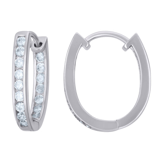 Sterling Silver Womens Cubic-Zirconia Single Row Endless Hoop Earrings