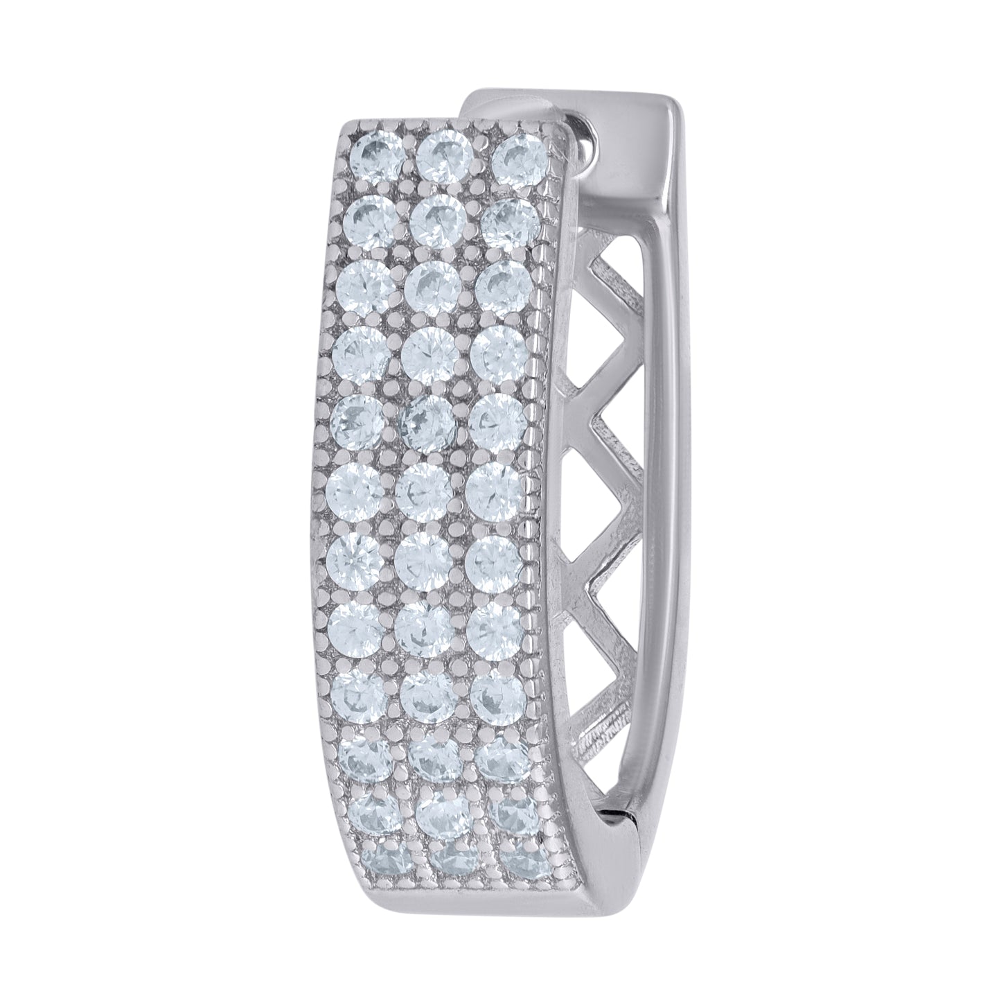 Sterling Silver Womens Cubic-Zirconia Triple Row Endless Hoop Earrings