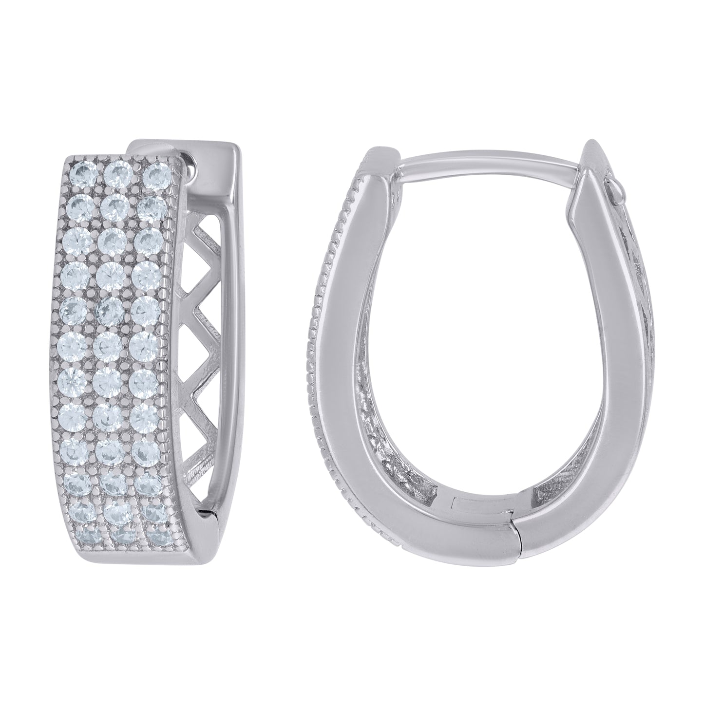 Sterling Silver Womens Cubic-Zirconia Triple Row Endless Hoop Earrings