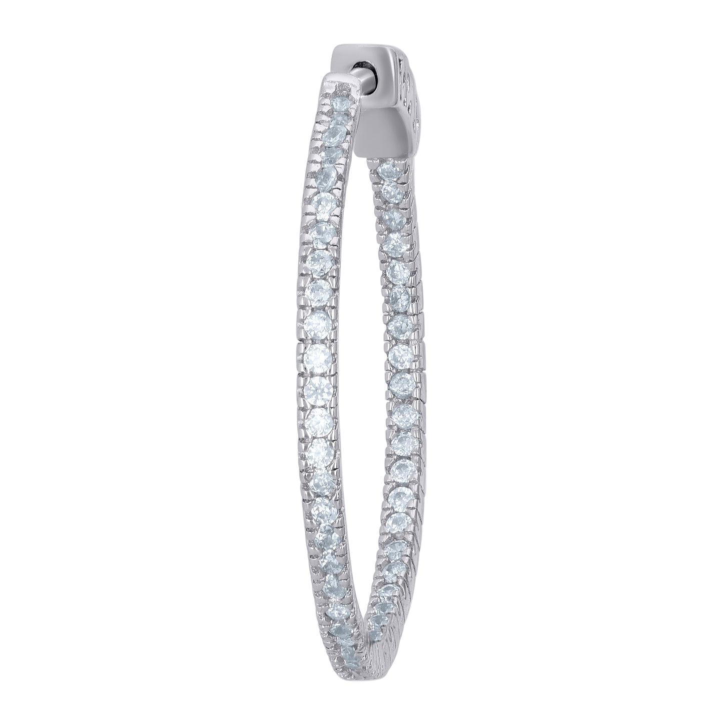 Sterling Silver Womens Cubic-Zirconia Single Row Endless Hoop Earrings