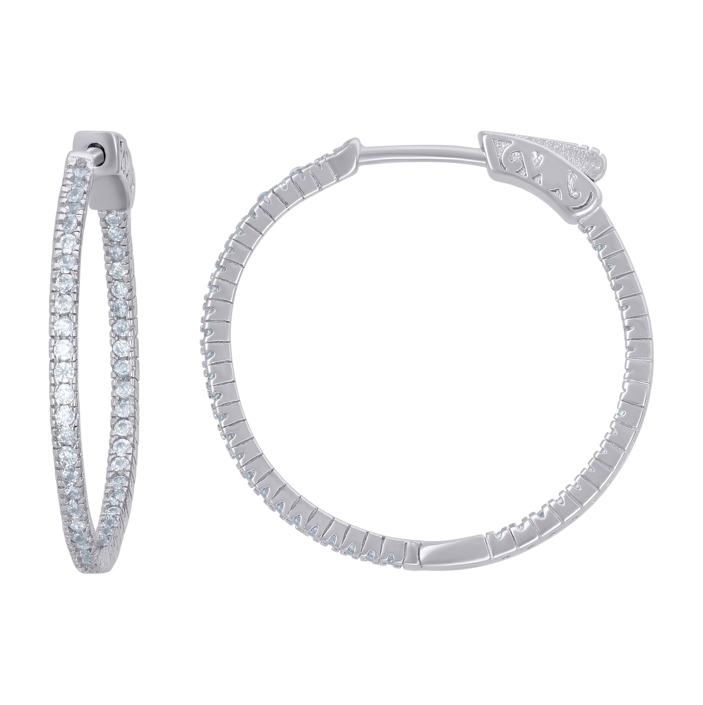 Sterling Silver Womens Cubic-Zirconia Single Row Endless Hoop Earrings