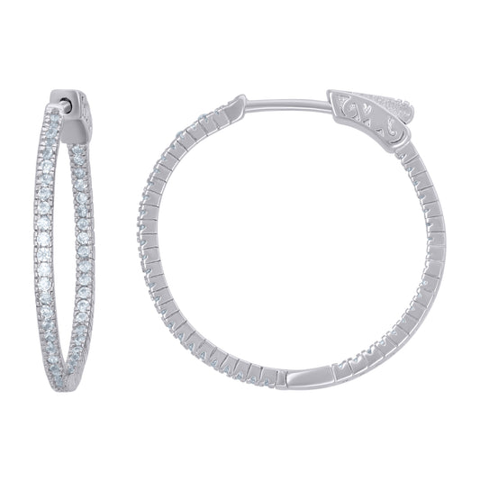 Sterling Silver Womens Cubic-Zirconia Single Row Endless Hoop Earrings