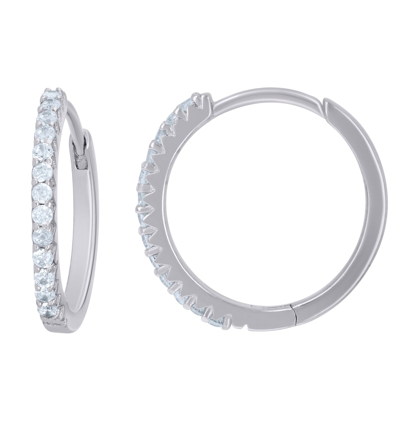 Sterling Silver Womens Cubic-Zirconia Single Row Endless Hoop Earrings