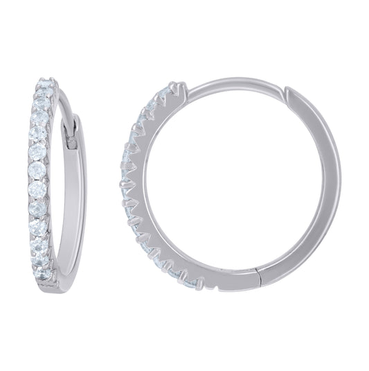 Sterling Silver Womens Cubic-Zirconia Single Row Endless Hoop Earrings