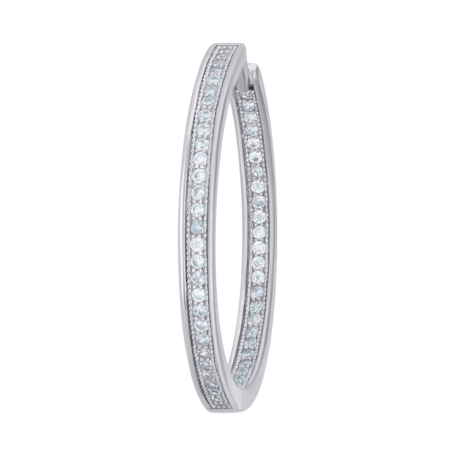 Sterling Silver Womens Cubic-Zirconia Single Row Endless Hoop Earrings