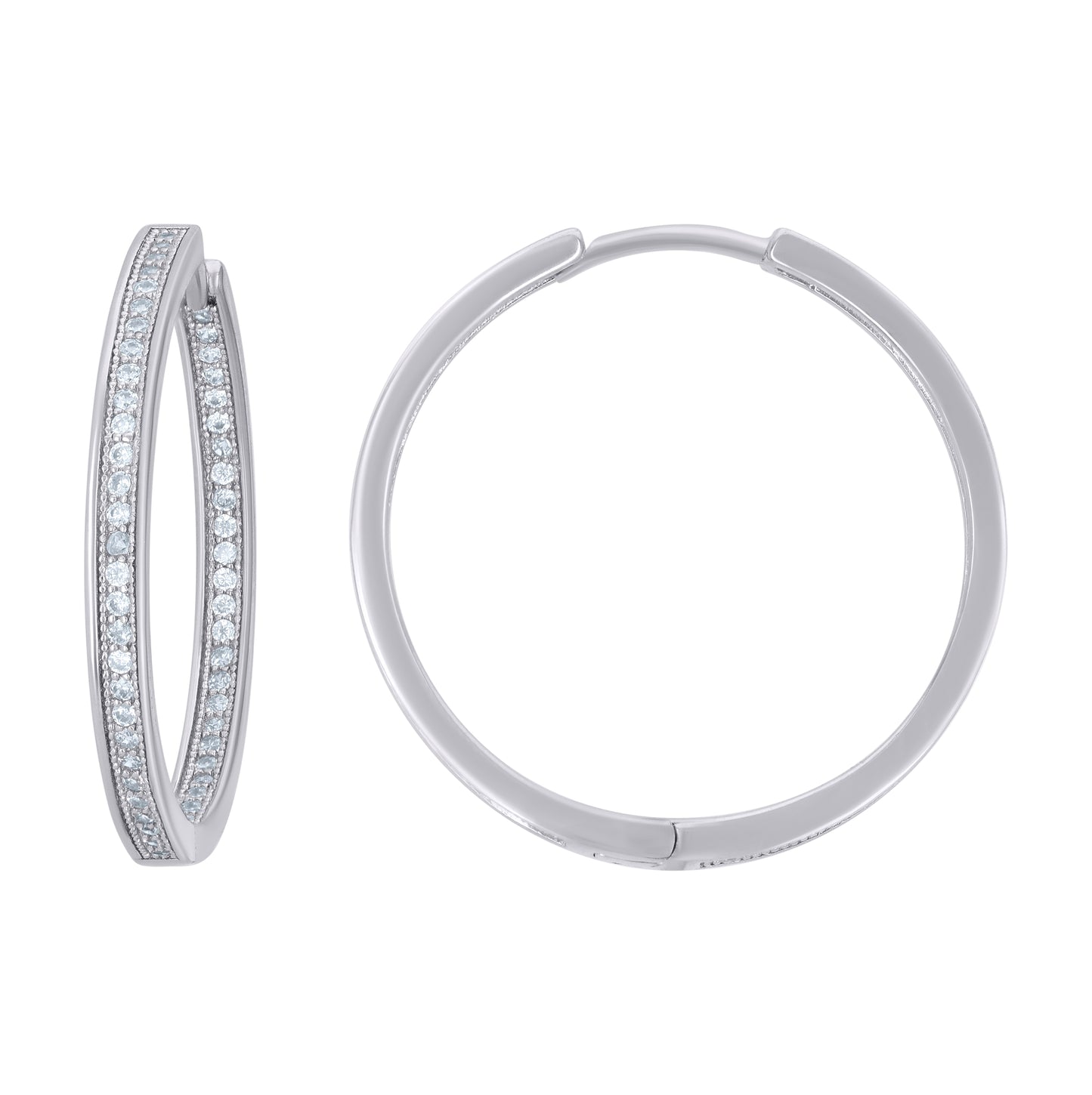 Sterling Silver Womens Cubic-Zirconia Single Row Endless Hoop Earrings